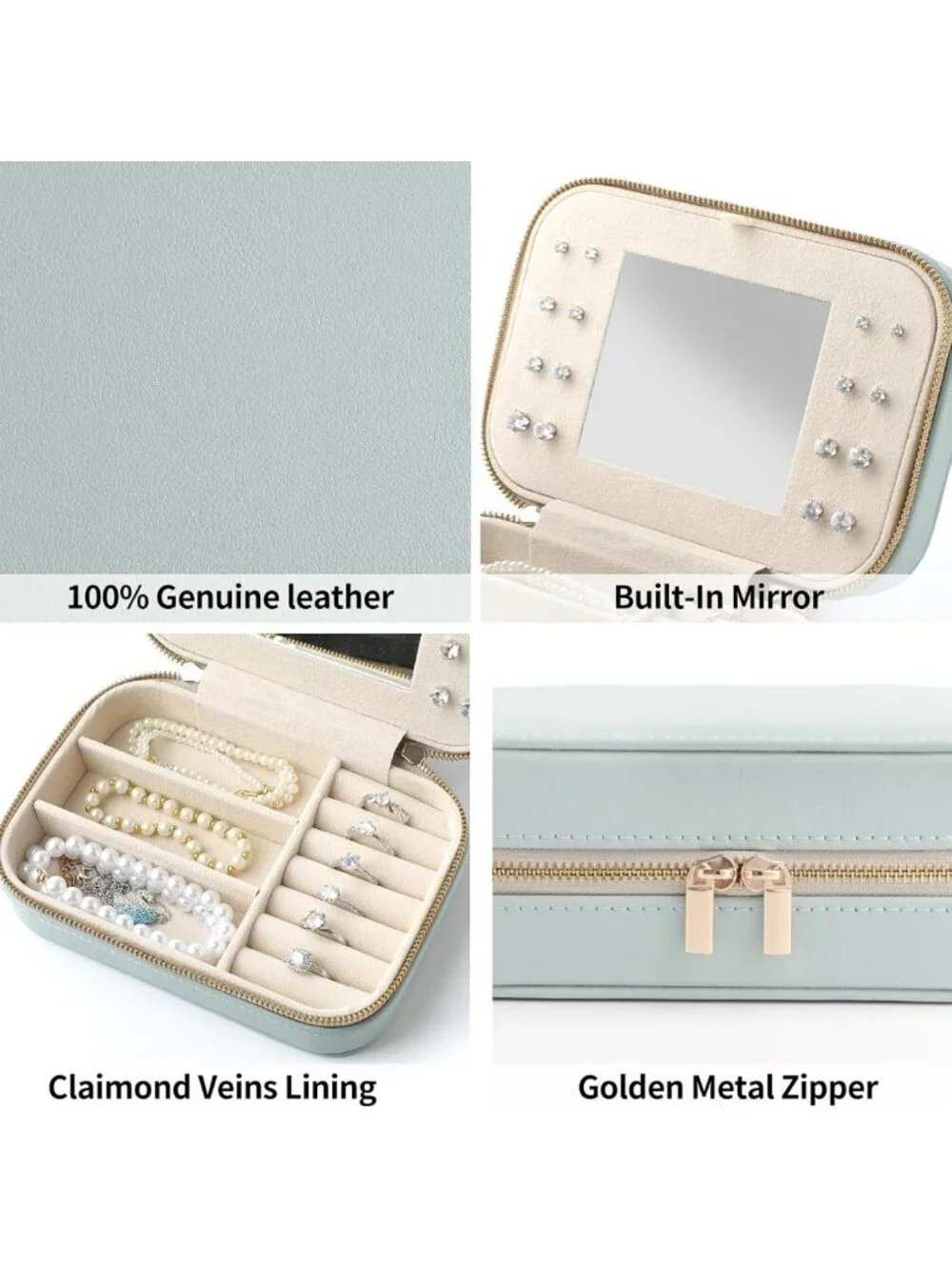 Stylish Mini Leather Jewelry Organizer Case with Mirror - Portable Gift for